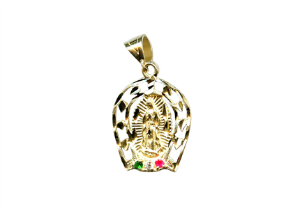 Gold Plated CZ Studded Multicolored Virgin Mary Pendant